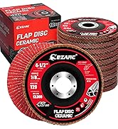 EZARC Ceramic Flap Discs 40 Grit, 4 1/2 x 7/8-Inch Flap Sanding Disc, Type 29 Ceramic Grinding Wh...