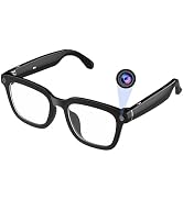 QJF Ai Smart Glasses with Camera and Bluetooth, 5MP HD 1080P Video Recording Photo Taking Blue Li...