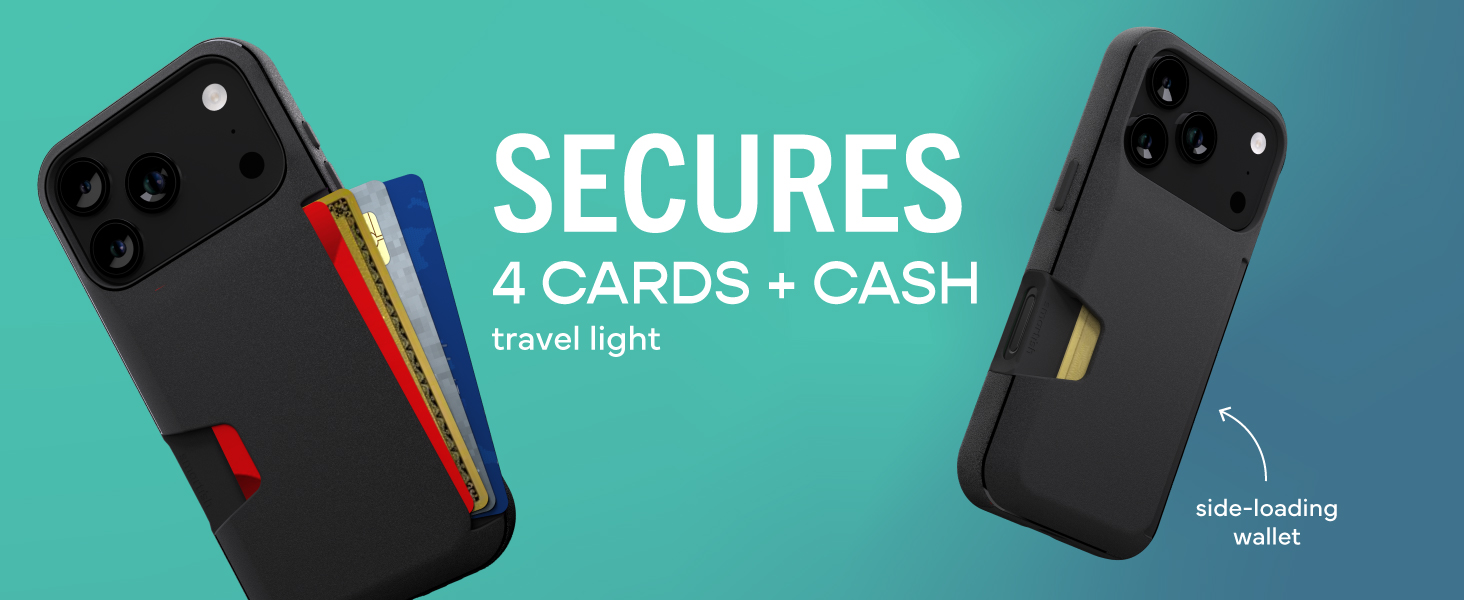 Smartish Wallet Slayer for iPhone 17 Pro - side-loading slot holds 4 cards and cash for travel days