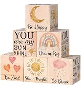 6 Pcs Sunshine Rainbow Nursery Decor for Girls and Boys, 2.36 in Large Inspirational Wooden Baby ...