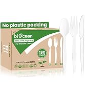 Biocean Extra Heavyduty Cutlery Set Disposable Utensils No Plastic Forks Spoons Knive