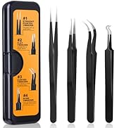 G.CATACC 4-Pack Precision Tweezers Set for Blackheads, Ingrown Hair, Crafts, Electronics, Solderi...