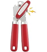 Vayvnt Manual Can Opener Smooth Edge with Magnet & Bottle Opener, Red | Stainless Steel, Handheld...