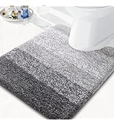 Arotive Microfiber Toilet Rugs U-Shaped, Shaggy Soft and Absorbent Bathroom Rugs, Non-Slip, Thick...
