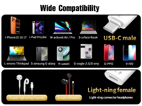lightning to usb c adapter for headphones
