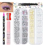 Canvalite Rhinestones for Face Makeup Face Gems AB & Clear Face Jewels for Women White & Beige Pe...