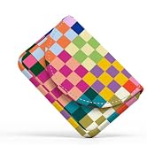 Business Card Holder,PU Leather Business Card Case Purse Colorful Checkered | Pocket Travel Name ...