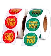 1000 Pieces Christmas Thank You Stickers Roll 1 Inch Gold Foil Font Small Business Adhesive Xmas ...