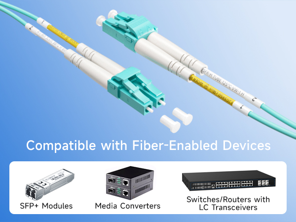 Plenum-rated OM3 LC to LC multimode fiber cable for high-speed 10G networks