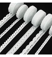 ZNZAKKA White Cotton Lace Trim Ribbon, 30 Yards Crochet Lace for Crafts | Cotton crochet lace tri...
