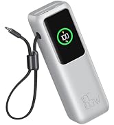 Laptop Power Bank, 27000mAh 165W Portable Charger with Built-in Cable, Battery Pack with Dual Por...