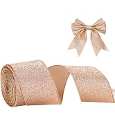Christmas Glitter Ribbon,Rose Gold Glitter Ribbon Gift Wrapping Ribbon,2.5 Inch 11 Yards Christma...