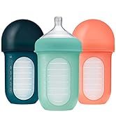 Boon Nursh Reusable Silicone Pouch Baby Bottles - Medium Flow Nipple - Silicone Baby Bottle Pouch...
