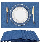 homing Cotton Linen Placemats Set of 6, Cloth Washable Farmhouse Dining Table Mats for Indoors & ...