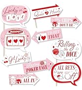 Big Dot of Happiness Funny Lucky in Love Photo Props, Las Vegas Bachelorette Party Decorations, R...