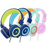 CN-Outlet Kids Headphones for School with Microphone 4 Pack Wired Classroom Headsets Class set St...