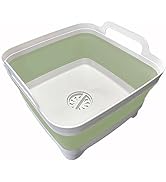 Leemeimei 9L (2.4Gal) Dish Basin Collapsible with Drain Plug, Space Saveing Kitchen Storage Tray ...