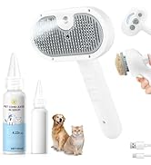 Pet Steam Brush for Dog & Cat - 3-in-1 Steam Grooming Brush for Shedding & Hair Removal - Self Cl...