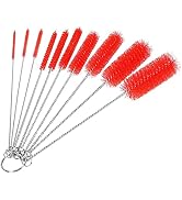 Bottle Cleaning Brushes, 8 Inch Nylon Tube Brush Set, Cleaner for Narrow Neck Bottles Cups with H...