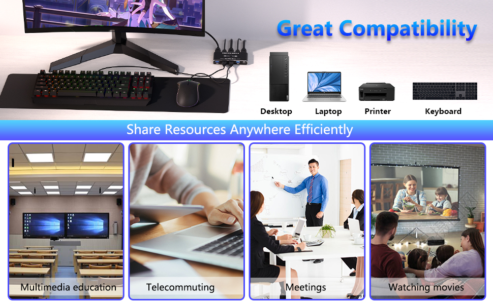 KVM Switch 2 in 1 out