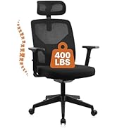 CLATINA Heavy Duty Ergonomic Office Chair 400LBS, Big and Tall Desk Chair with Adjustable Lumbar ...