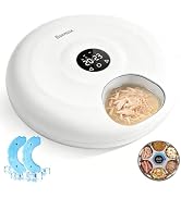 6 Meal Automatic Wet Food Cat Feeder for with Stainless Steel Tray (White) | 2 Ice Packs, Easy to...