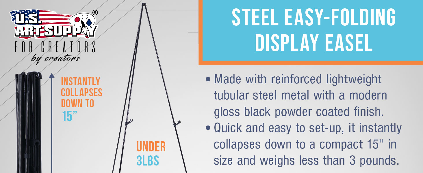 63 inch portable metal folding display easel stand for art, posters, canvas, and signs