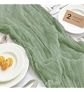 IVAPUPU Sage Green Table Runner 120 Inches for Birthday Party Home Decor | 2 Pcs Boho Gauze 10FT ...