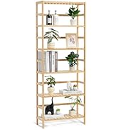 VEVOR 6-Tier Bamboo Shelf, Open Wood Bookshelf, Display Storage Rack Organizer, Freestanding Flow...