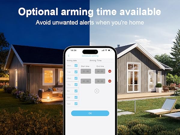 Customizable security camera working time