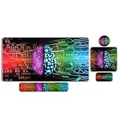 MOSISO Extended Gaming Mouse Pad&Massage Keyboard Wrist Rest&Mousepad&Wrist Rest&Coaster, Brain E...