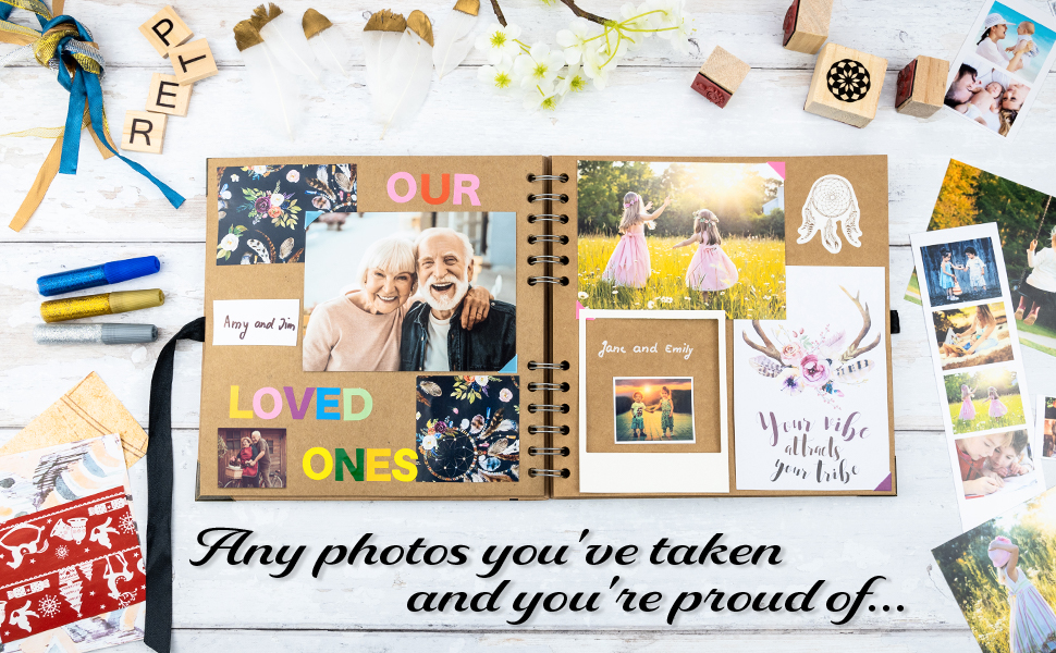 Use any photos you have taken and you are proud of specially for your loved ones scrap book