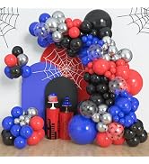 Amandir 153pcs Black Red Blue Balloon Arch Garland Kit, Different Sizes 18 12 10 5 inch Red Blue ...