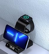 Wireless Charging Station for Apple Multiple Devices with Digital Clock, 3 in 1 Wireless Charger ...