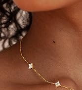 FUNEIA Dainty Silver Gold Necklaces for Women Trendy Non Tarnish 14K Gold Plated Cubic Zirconia N...