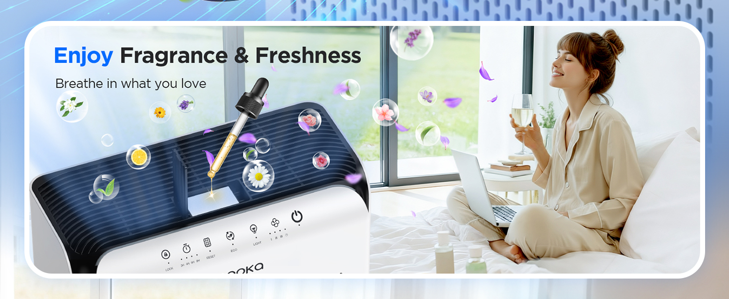large Air Purifier with aromatherapy function, enjoy fresh air and your favorite fragrance at home