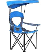 Camp Chair with with Retractable UPF 50+ Shade Canopy, Portable Camping Lounge Chair Lawn Chairs ...