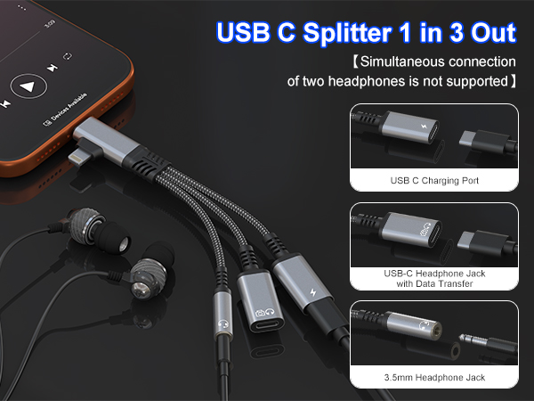 usb c splitter 1 in 2 out
