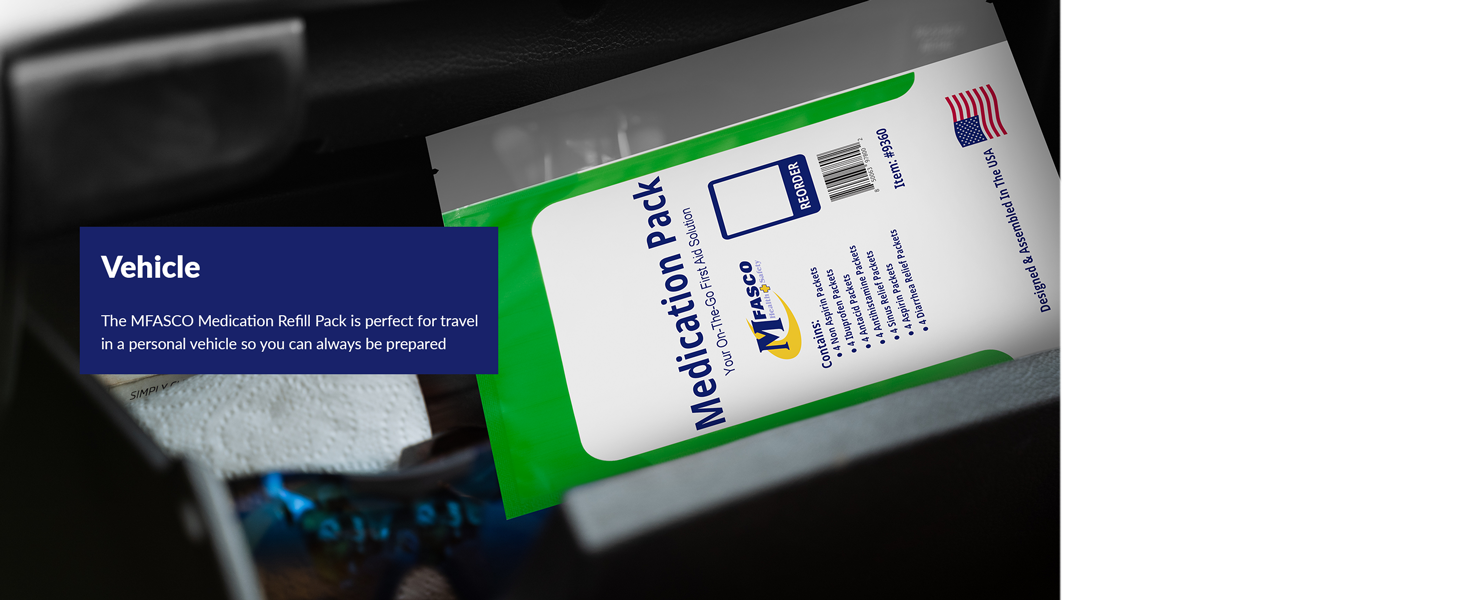 glove box compartment travel personal work vehicle travel prepared medication pack refill
