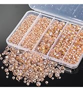 Song Xi 1250PCS 5 Different Size Champagne Crystal Beads for Jewelry Making, Rondelle Glass Beads...