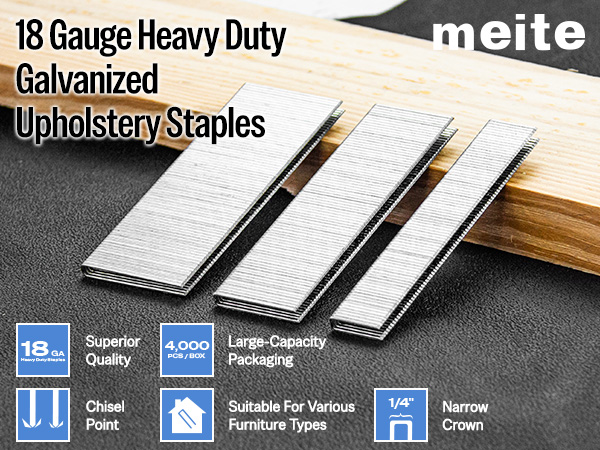 meite 18 Gauge 1/4-Inch Narrow Crown Staples