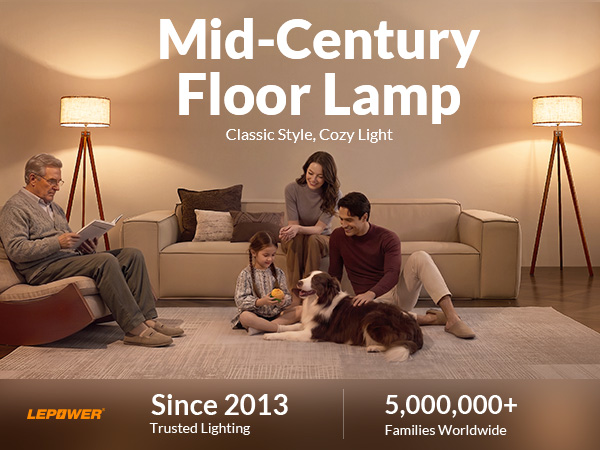 floor lamp for living room mid century standing lamp modern wood light for bedroom office tripod