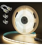 MIWISE COB LED Strip 32.8ft/10m,CRI 90+ Warm White 3000K High Lumen Super Bright Flexible DC24V L...