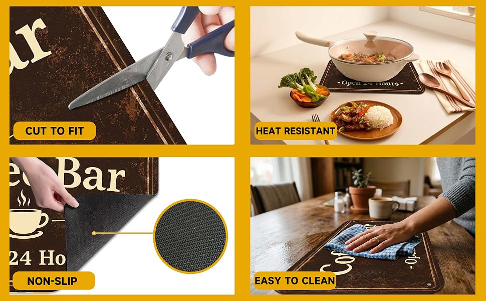 Vintage Coffee Bar Coffee Drying Mat 12" x 19", Absorbent Quick-Dry Mat