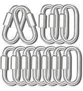 1.57" Chain Quick Links, 12Pcs 5/32" Heavy Duty Carabiner, 500 LBS Capacity, High Strength Anti-R...