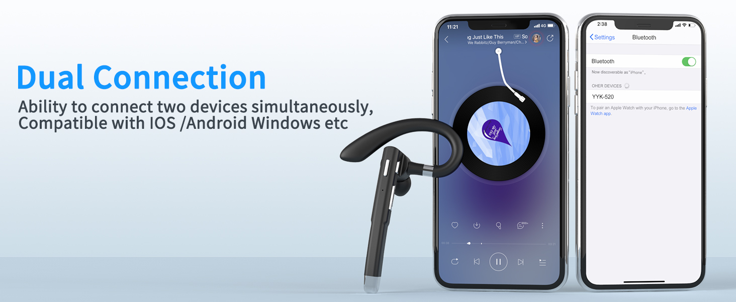 Bluetooth headset is equipped with V5.3 technology, compatible with iOS, Android, Windows, etc.