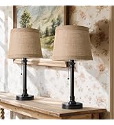 Oneach 19.5” Table Lamps Set of 2, Pull Chain Switch Bedside Table Lamps, Farmhouse Nightstand La...