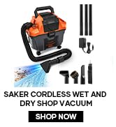 Saker Cordless Wet and Dry Shop Vacuum 17kPa 2.6 Gallon Portable Shop Vacuum Cleaner with Storage...
