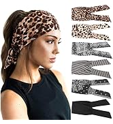 DRESHOW 6 PCS Adjustable Headbands for Women Knotted Headbands Elastic Non-Slip Fashion Hair Band...