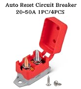 RED WOLF 40Amp Automatic Reset Circuit Breaker with Cover, DC 12V-24V Nylon Insulated & Anti-Rust...